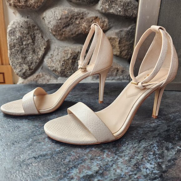 Aldo Nude Snakeskin Print Leather High Heels Size 6.5 - Picture 8 of 14